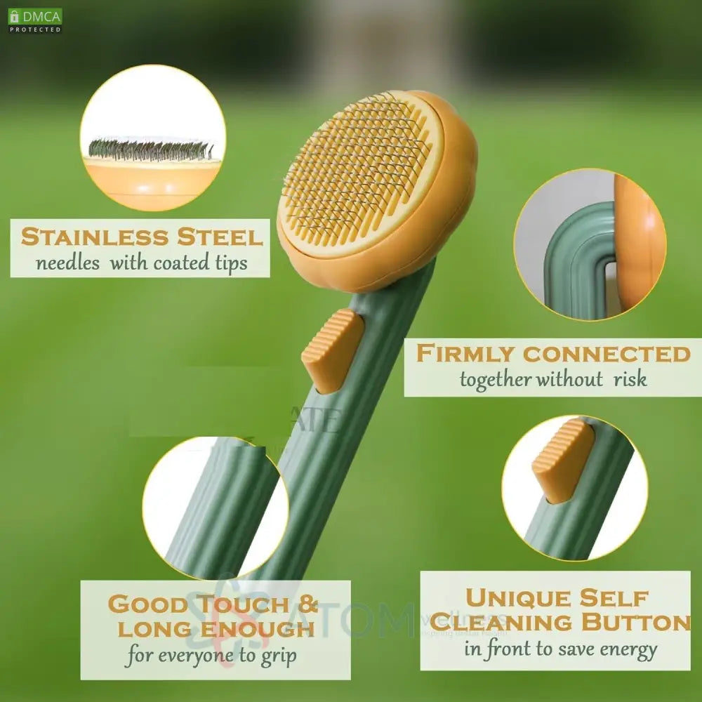 Ergonomic Pet De-Shedding Tool for Dogs & Cats | Fine Stainless Steel Bristles for a Healthy Coat
