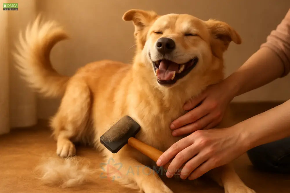 Ergonomic Pet De-Shedding Tool for Dogs & Cats | Fine Stainless Steel Bristles for a Healthy Coat