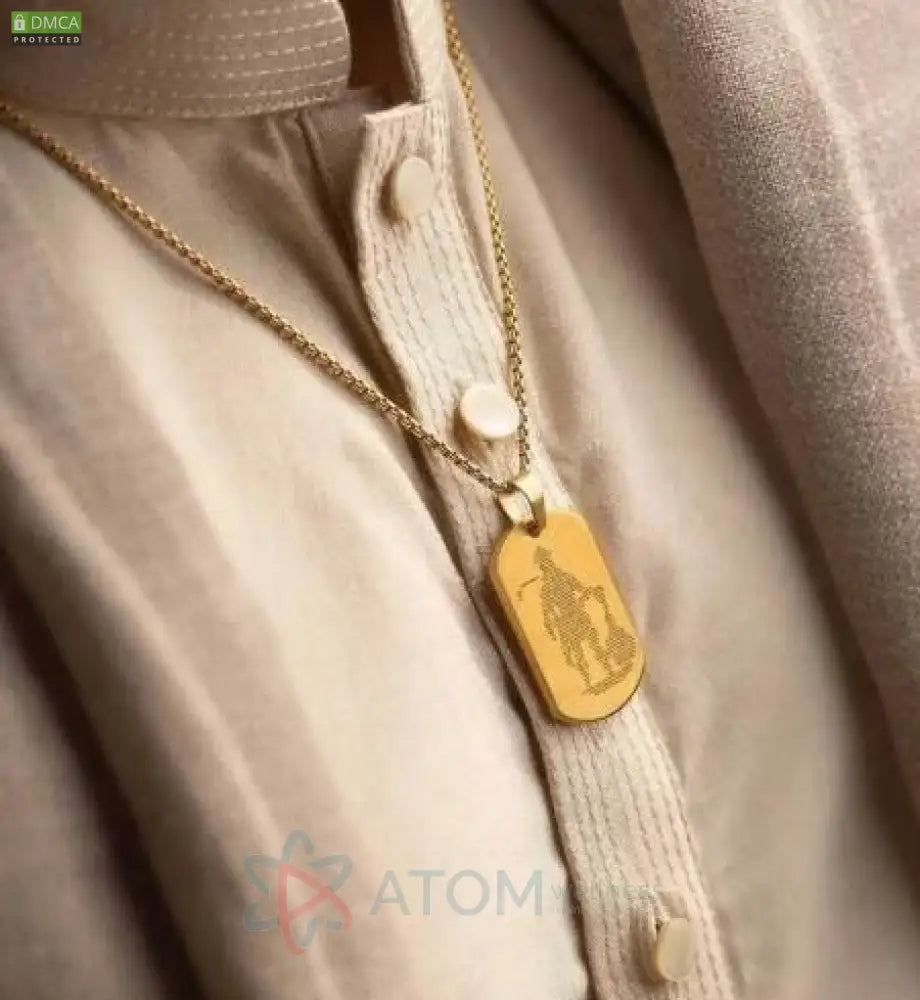 Golden Hanuman Chalisa Pendant with Chain – Gold-Plated Spiritual Elegance