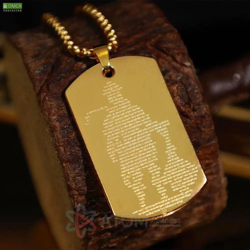 Golden Hanuman Chalisa Pendant with Chain – Gold-Plated Spiritual Elegance