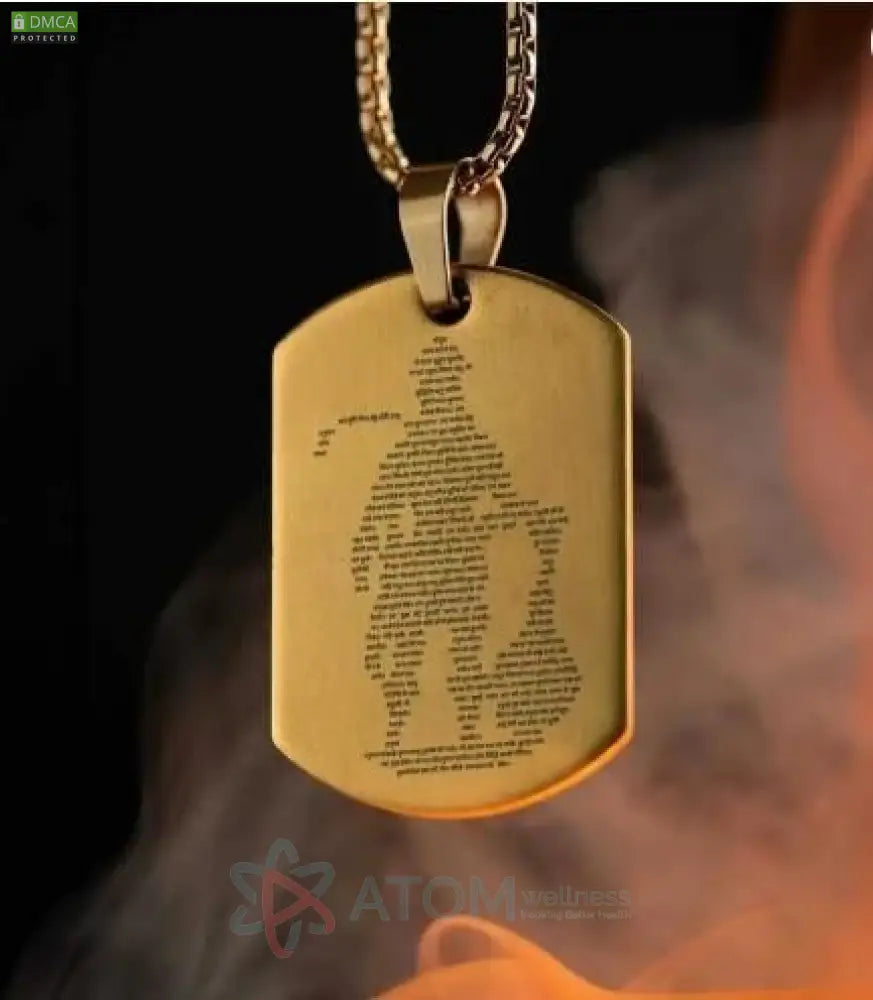 Golden Hanuman Chalisa Pendant with Chain – Gold-Plated Spiritual Elegance