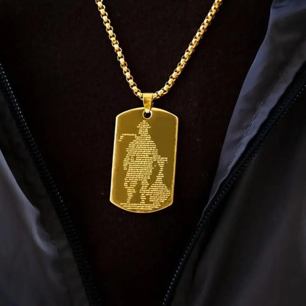 Golden Hanuman Chalisa Pendant with Chain – Gold-Plated Spiritual Elegance