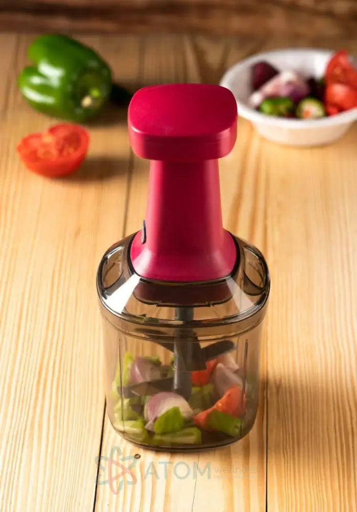 Hand-Press Steel Vegetable Push Chopper Mixer Cutter Food Grade