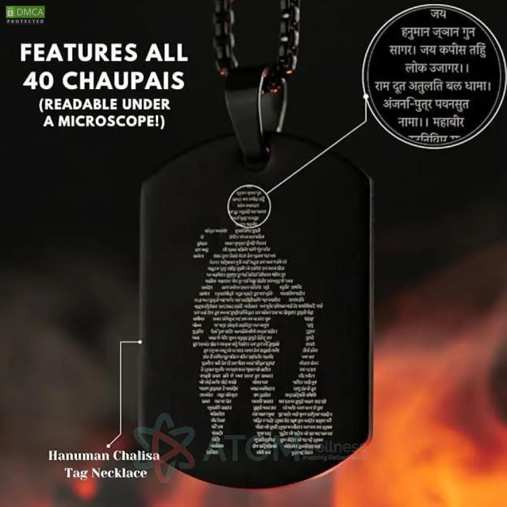 Hanuman Chalisa Black Pendant With Chain Stainless Steel