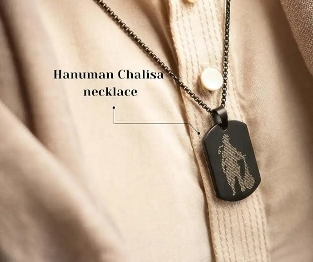 Hanuman Chalisa Black Pendant With Chain Stainless Steel