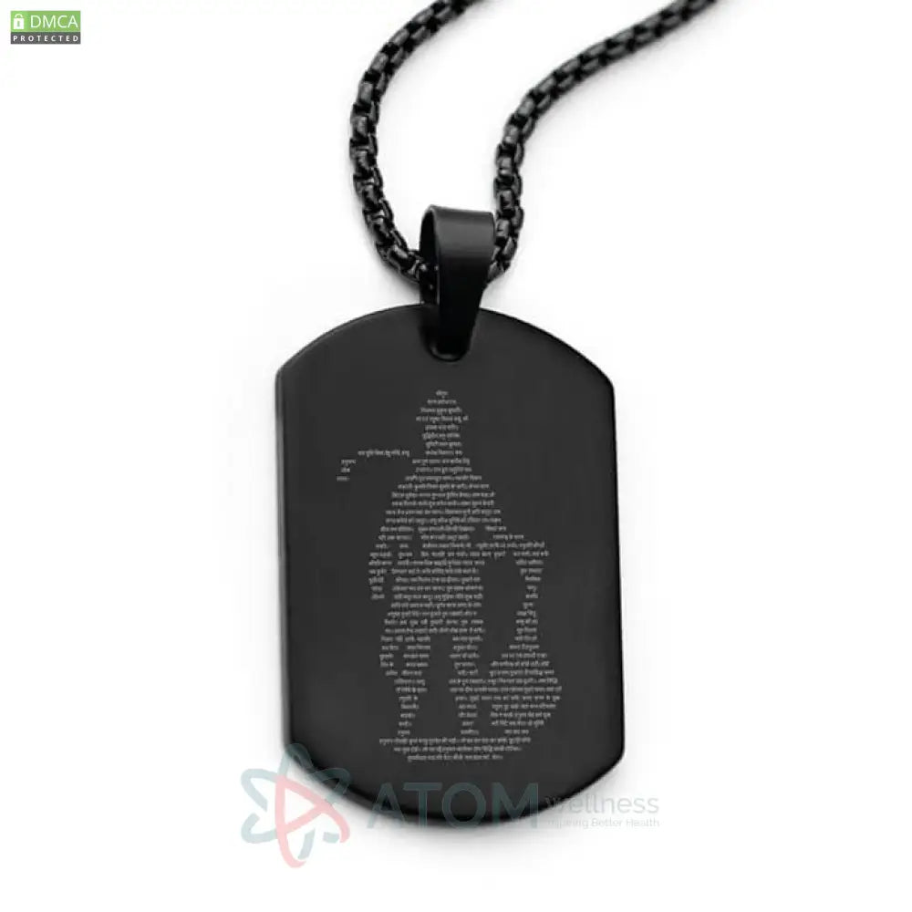Hanuman Chalisa Black Pendant With Chain Stainless Steel