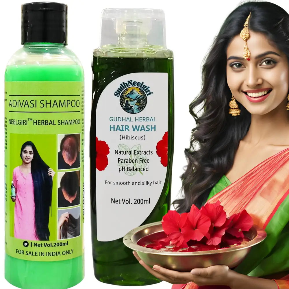 Herbal Anti Hair Fall Shampoo with Gudhal Hibiscus Herbal Wash Combo Kit