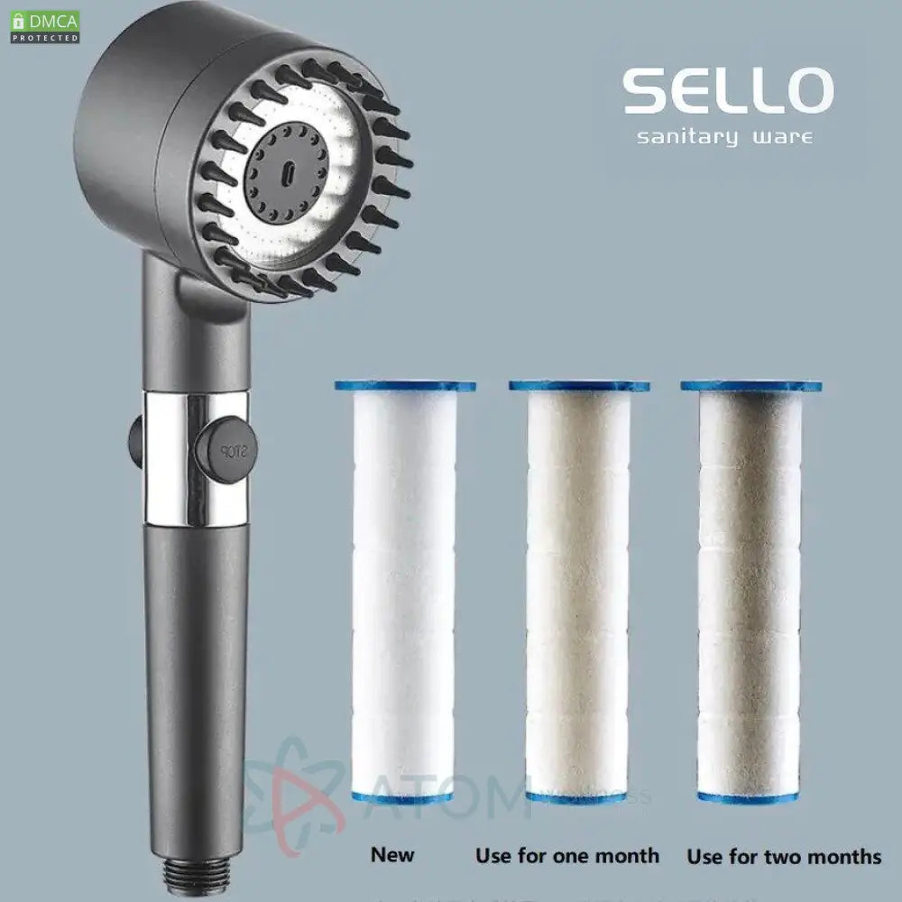 High Pressure 3-Setting Handheld filtration brush Shower head