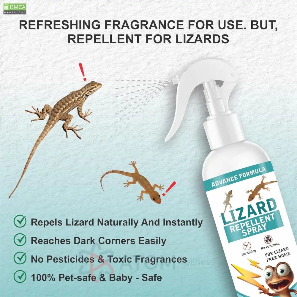 Humane & Non-Toxic Lizard Repellent Home Spray - Cedarwood Scent | Safe Pest Control (250ML, Pack of 2)