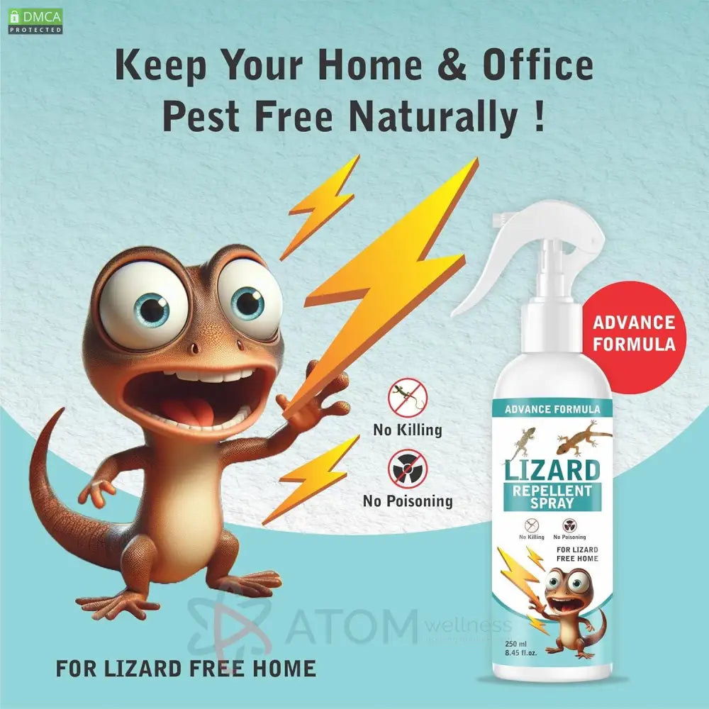Humane & Non-Toxic Lizard Repellent Home Spray - Cedarwood Scent | Safe Pest Control (250ML, Pack of 2)