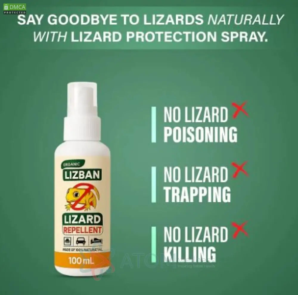 Lizard Repellent Spray – Organic & Natural (Pack of 3 × 100ml) | Non-Toxic, Humane Lizard Control for Home & Office