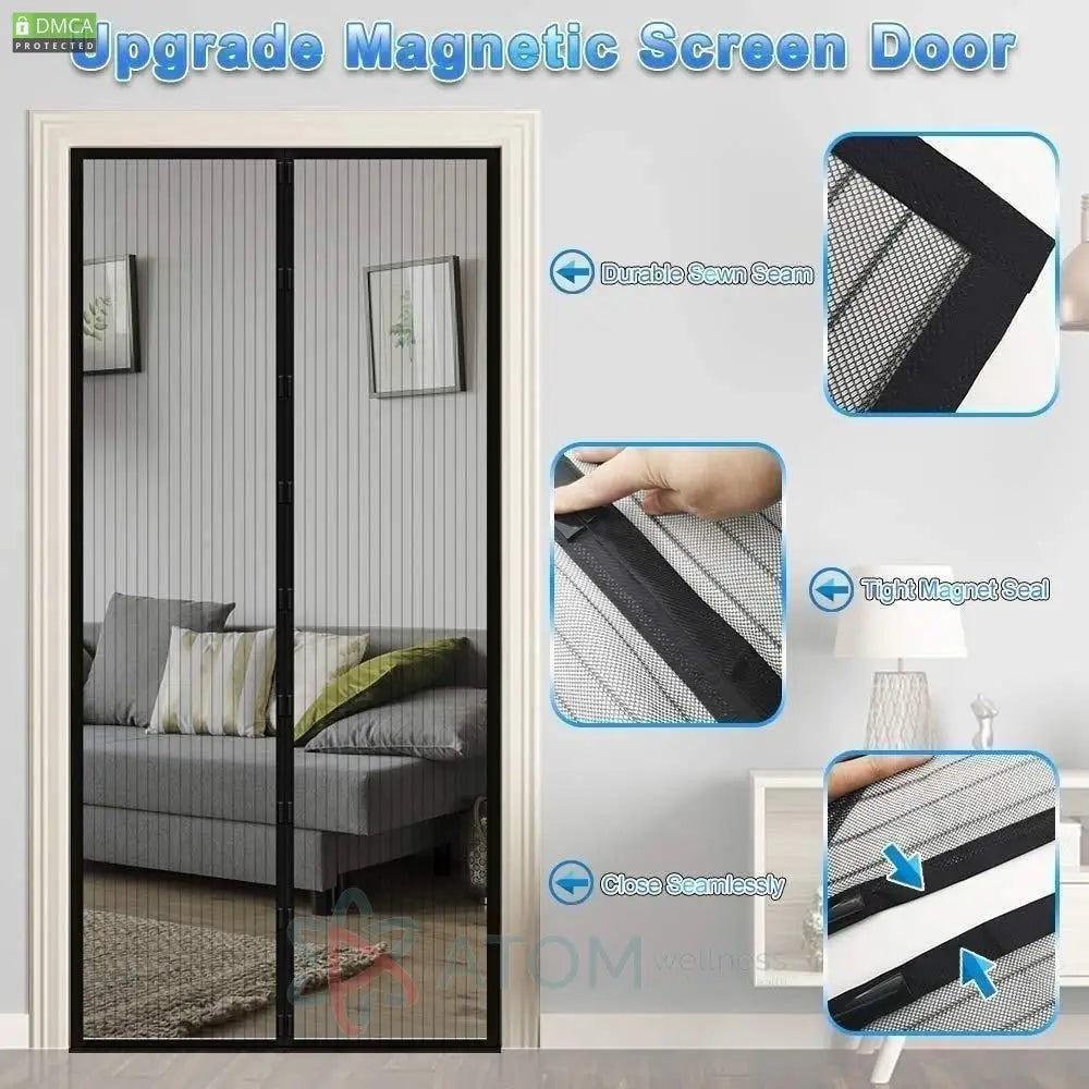 Magnetic Foldable Anti-Mosquito Door Screen Curtain | Instant Close Mesh Net for Home | Fresh Air & Pest Protection