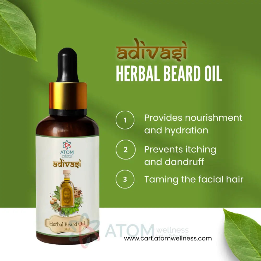 Original Adivasi Herbal Beard Oil 30mL for Quick Beard Growth