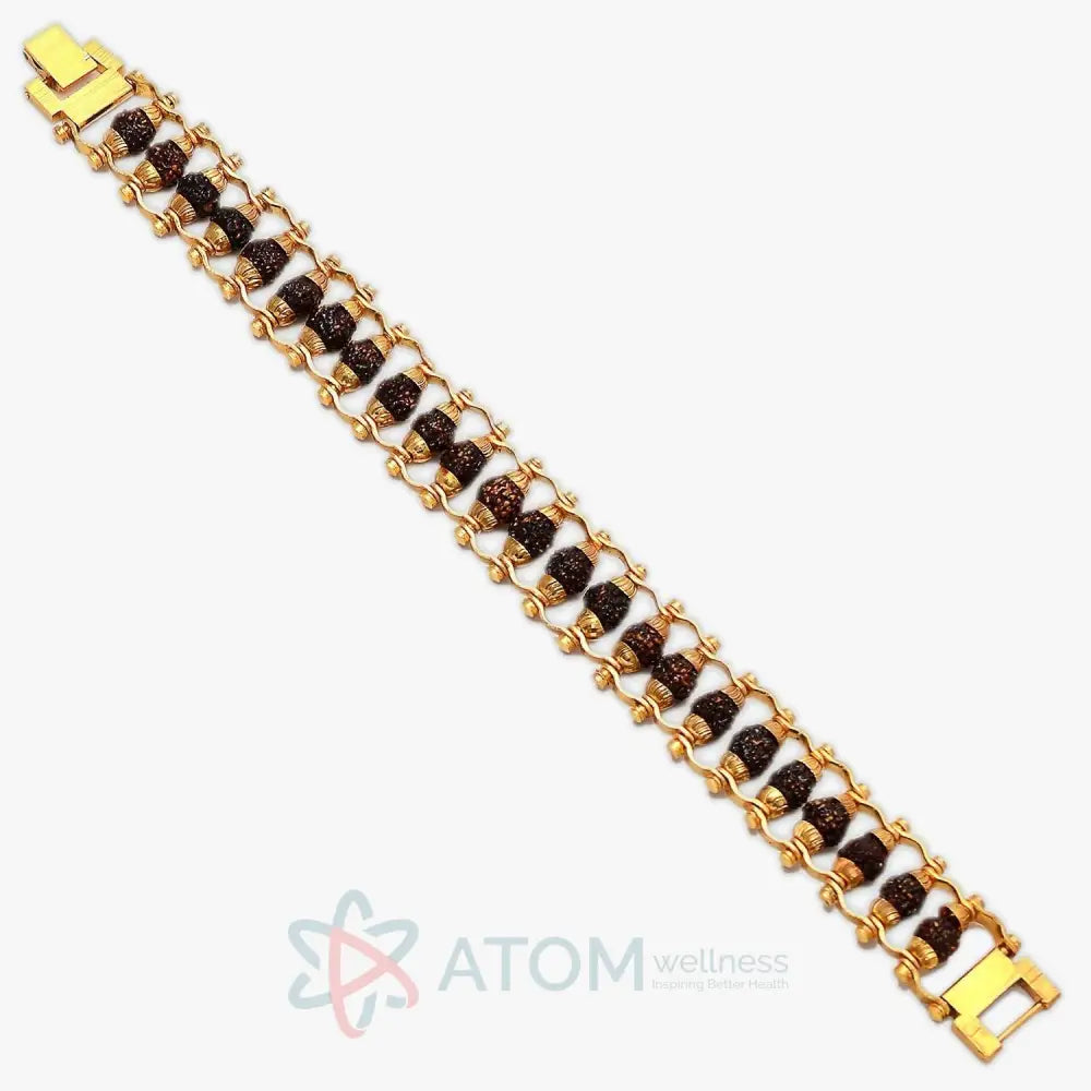 Original Paanch Mukhi Modern Golden Rudraksha Bracelet 24 beads With Gold Plating.