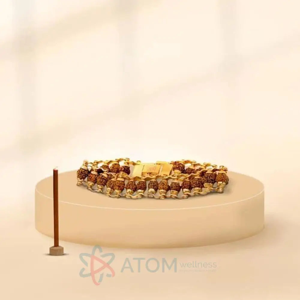 Original Paanch Mukhi Modern Golden Rudraksha Bracelet 24 beads With Gold Plating.