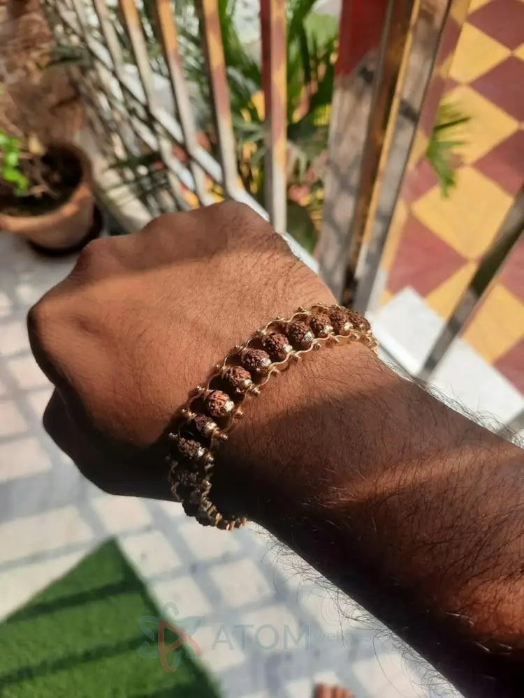 Original Paanch Mukhi Modern Golden Rudraksha Bracelet 24 beads With Gold Plating.