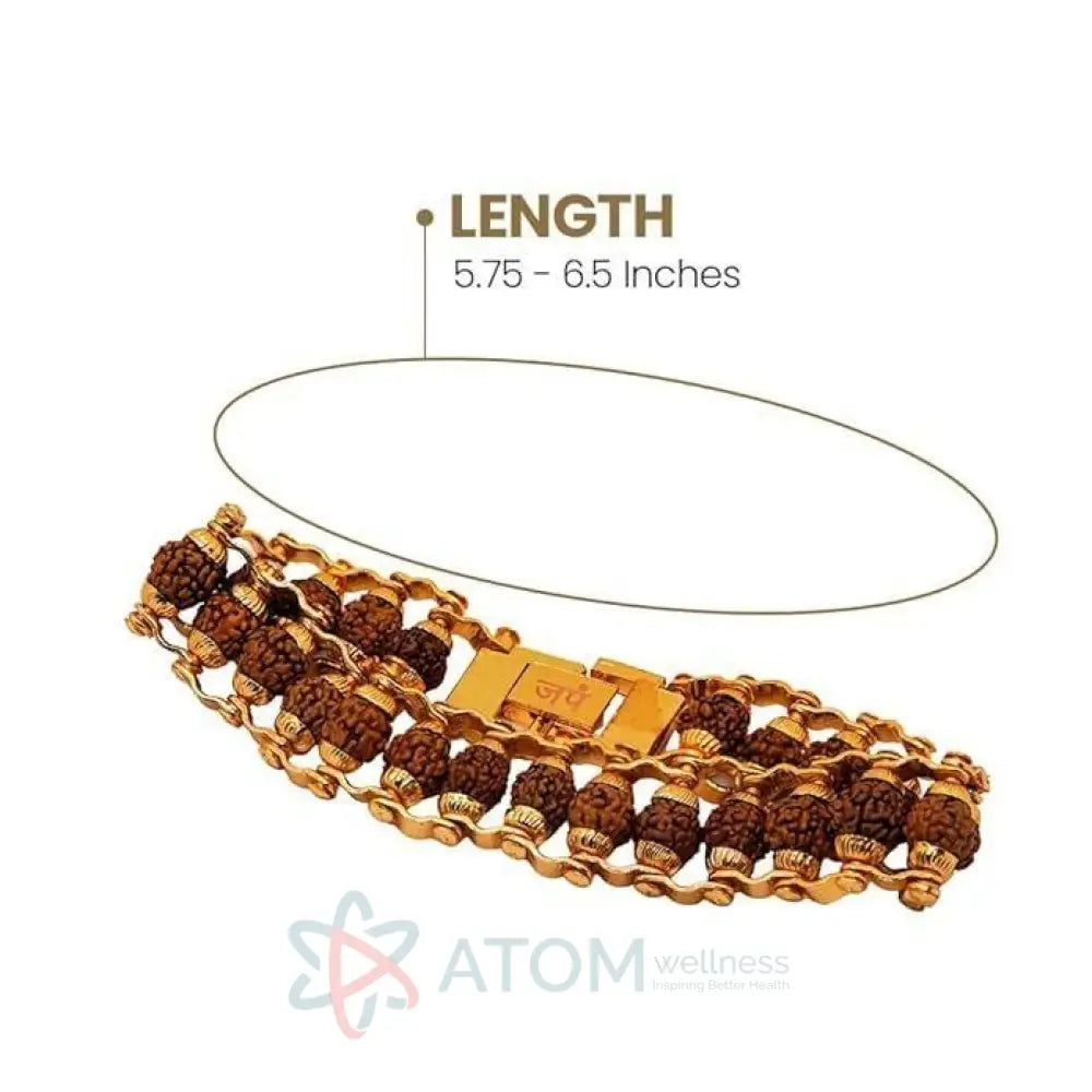 Original Paanch Mukhi Modern Golden Rudraksha Bracelet 24 beads With Gold Plating.