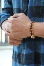 Original Paanch Mukhi Modern Golden Rudraksha Bracelet 24 beads With Gold Plating.