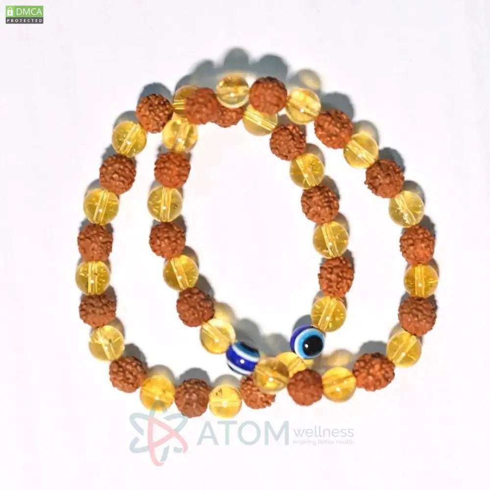 Original Rudraksha Citrine Crystal Bracelet (Pack of 2)