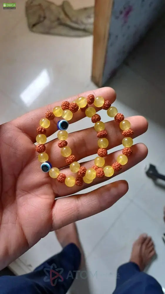 Original Rudraksha Citrine Crystal Bracelet (Pack of 2)