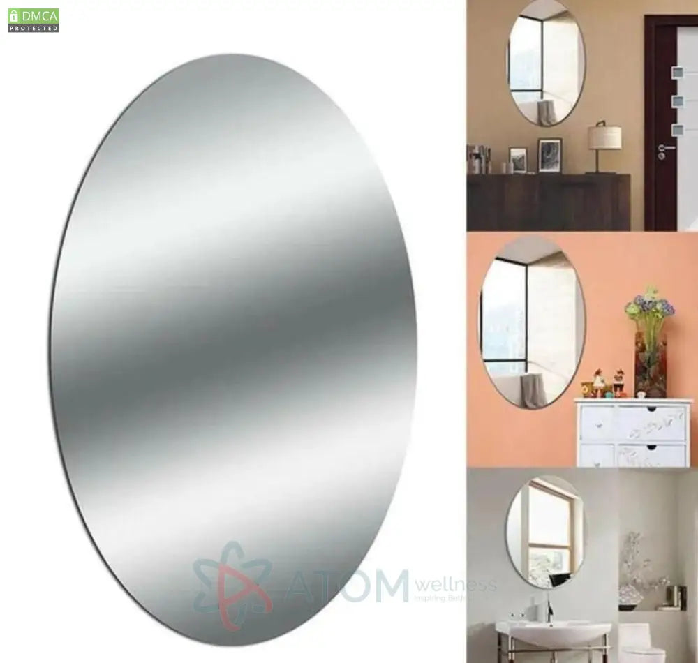 Oval Shape & Square Shape HD Bendable Self Adhesive Mirror Combo No Drilling Needed (Pack of 2)