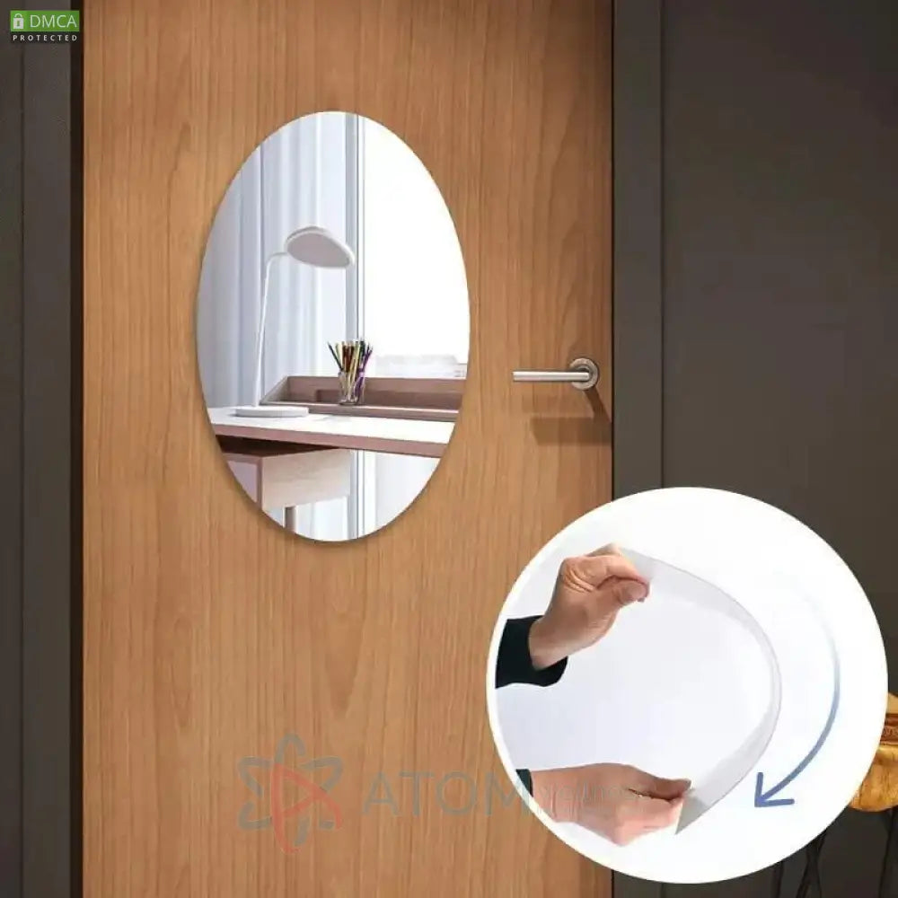 Oval Shape & Square Shape HD Bendable Self Adhesive Mirror Combo No Drilling Needed (Pack of 2)