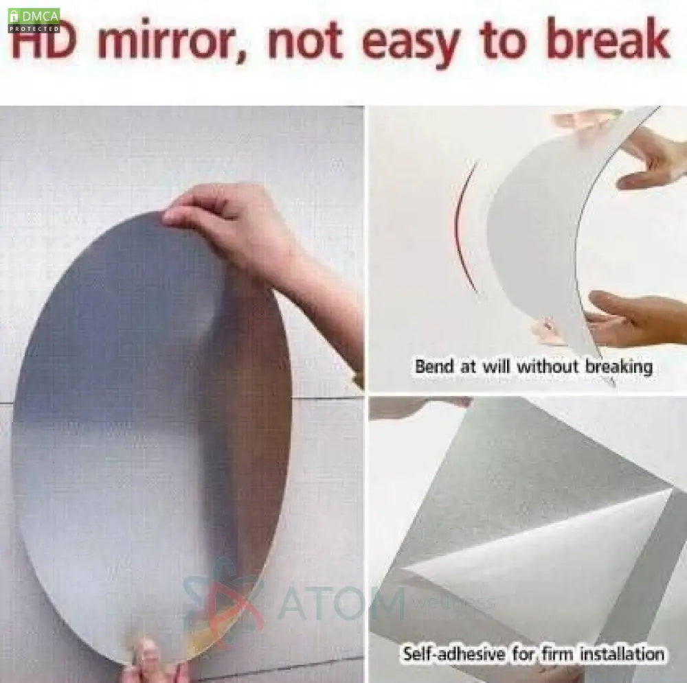 Oval Shape & Square Shape HD Bendable Self Adhesive Mirror Combo No Drilling Needed (Pack of 2)