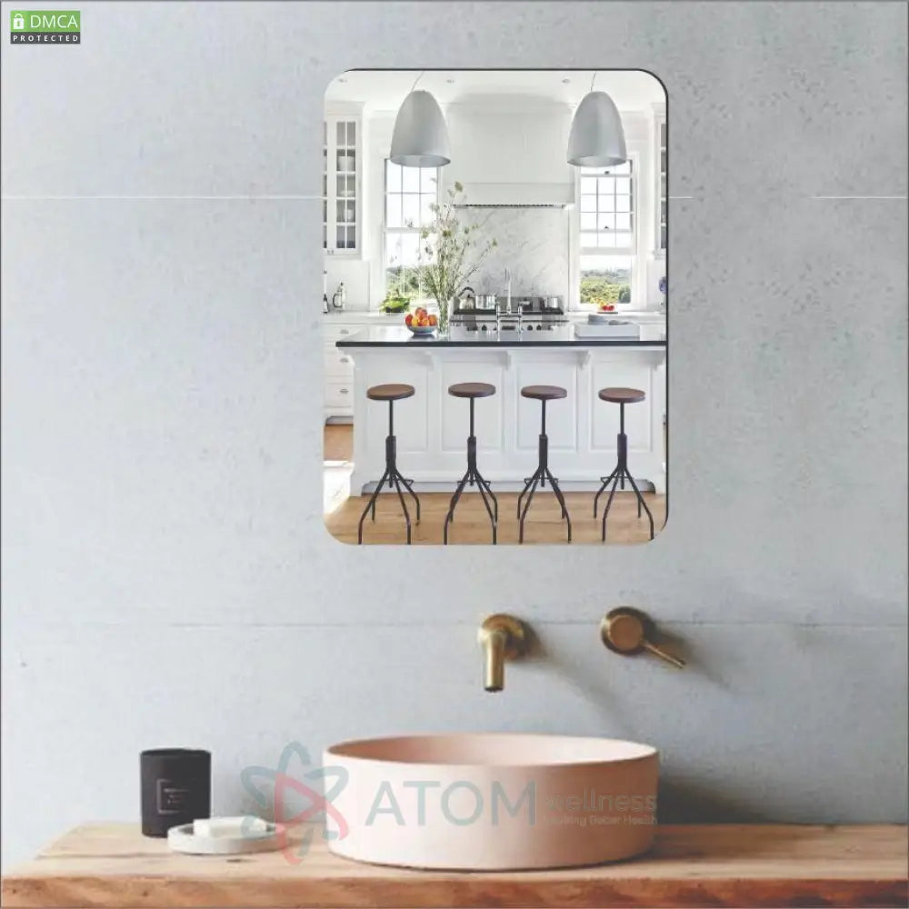 Oval Shape & Square Shape HD Bendable Self Adhesive Mirror Combo No Drilling Needed (Pack of 2)