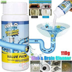 Powerful Drain Clog Cleaner Powder | Safe & Effective Sink, Toilet & Pipe Blockage Remover