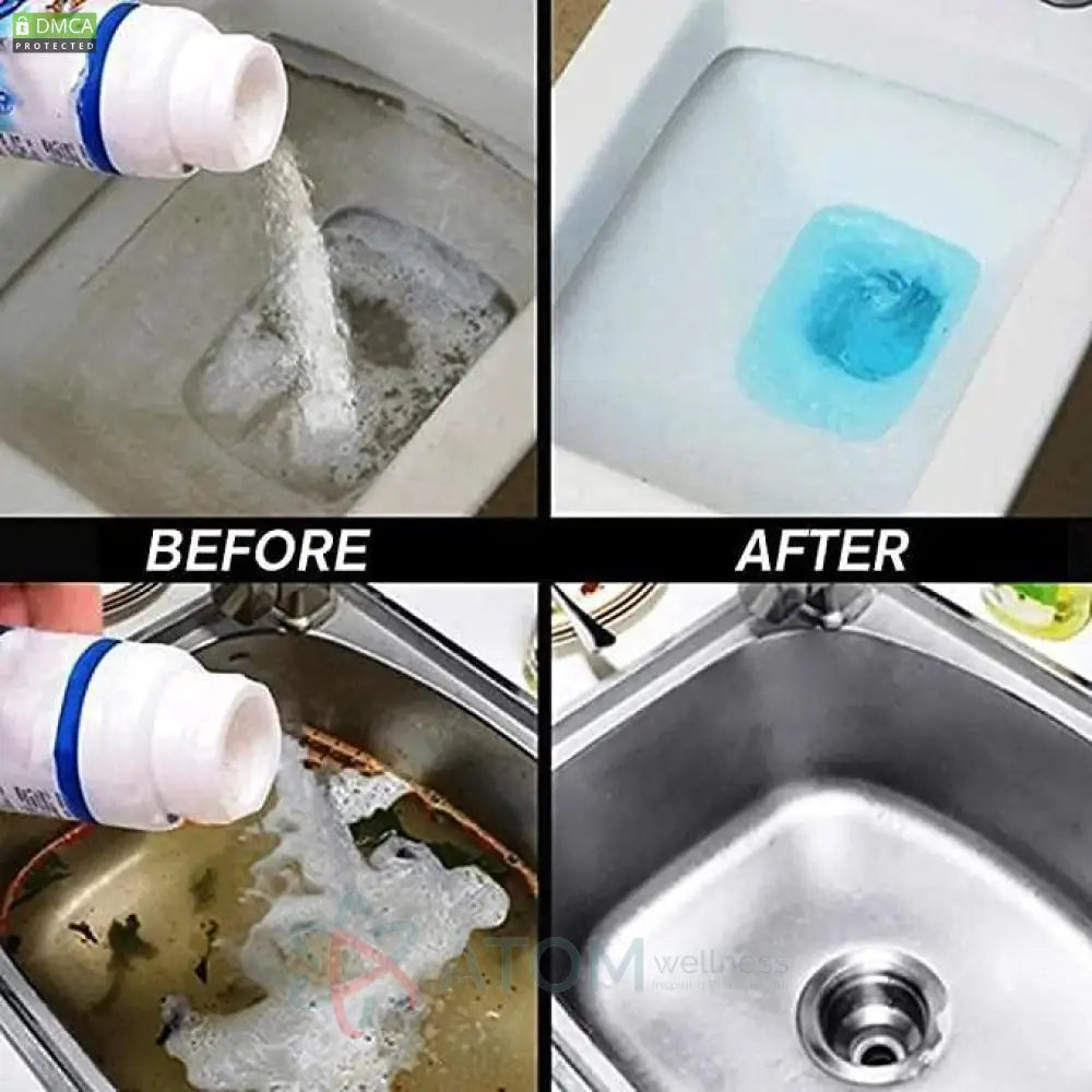 Powerful Drain Clog Cleaner Powder | Safe & Effective Sink, Toilet & Pipe Blockage Remover