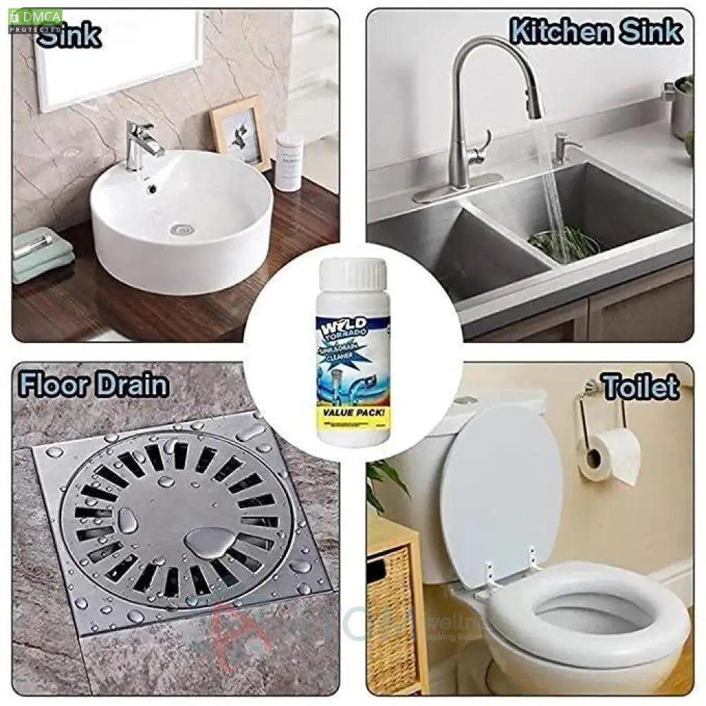 Powerful Drain Clog Cleaner Powder | Safe & Effective Sink, Toilet & Pipe Blockage Remover
