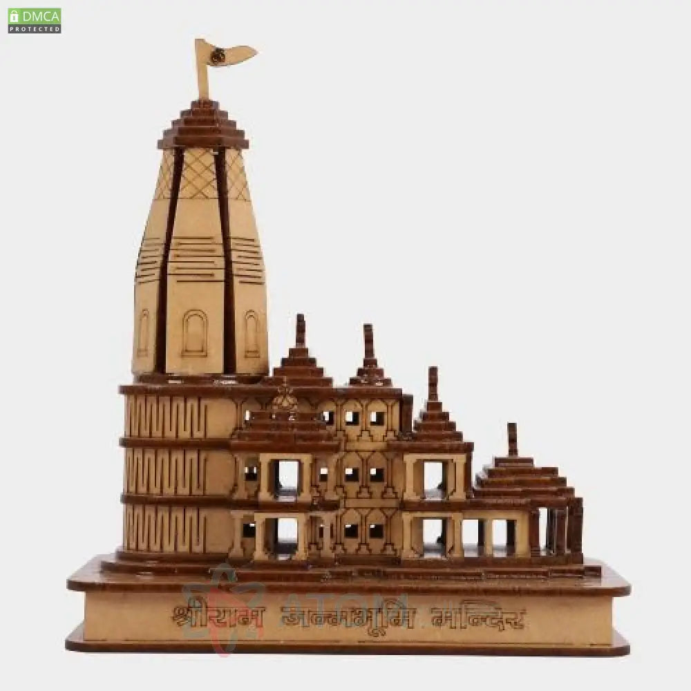 Ram Janmabhoomi Ayodhya Temple Wooden Decorative Showpiece for Puja and Darshan