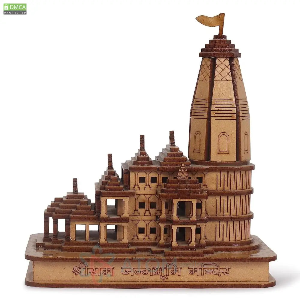 Ram Janmabhoomi Ayodhya Temple Wooden Decorative Showpiece for Puja and Darshan