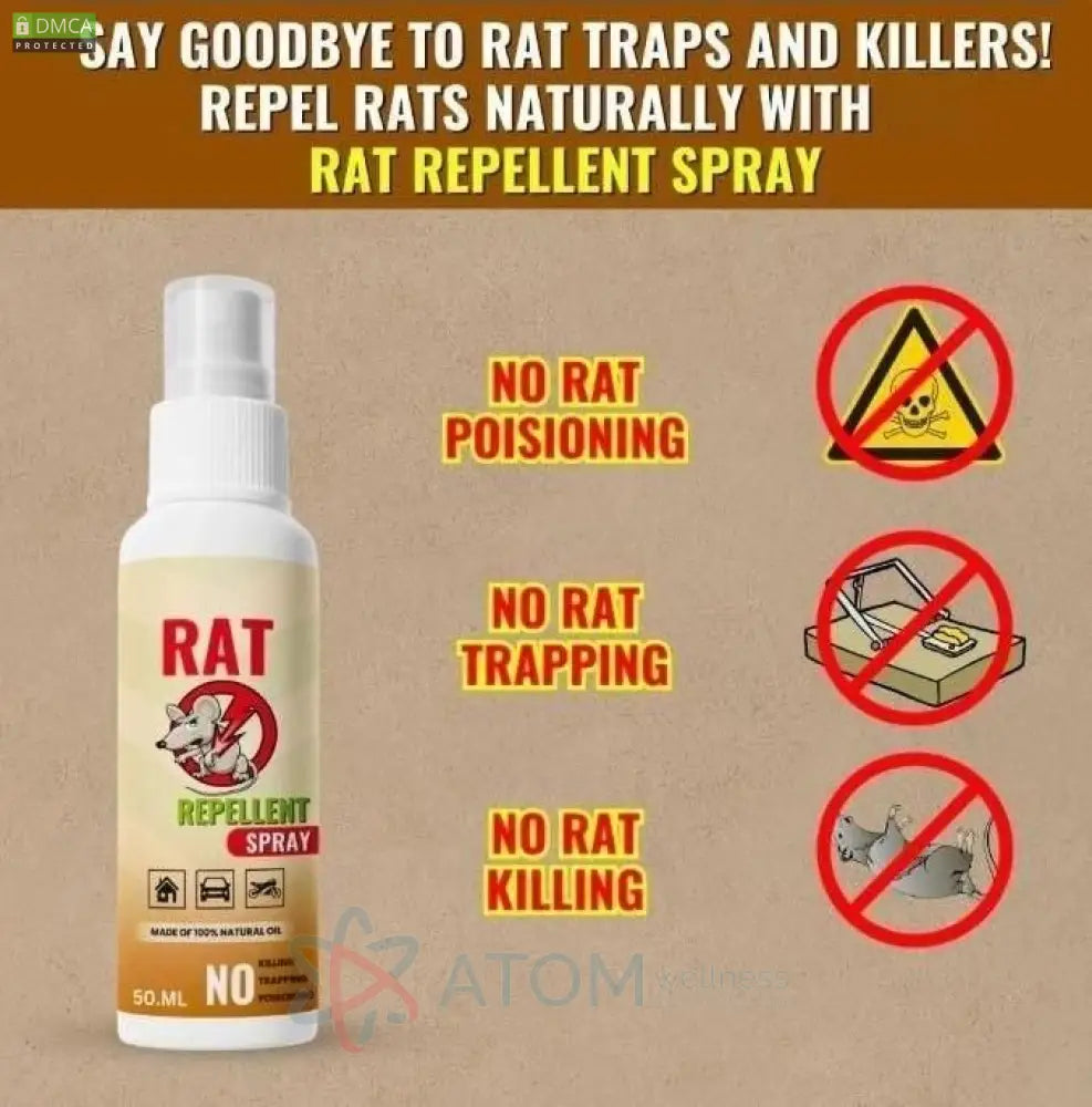 Rat Repellent Spray 50ML (Pack of 3) – Natural, Non-Toxic, Humane Rodent Deterrent