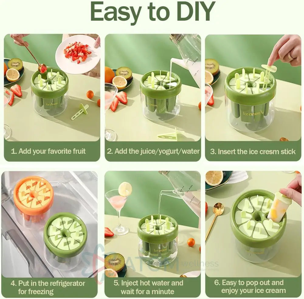Reusable DIY 8 Pieces Ice Pop Mould | Food Grade, BPA-Free