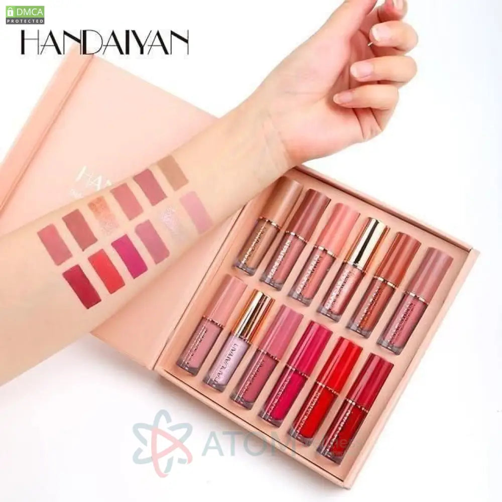 Smudge Proof Durable Velvet Matte Liquid Lipstick Set 12Pcs for Women
