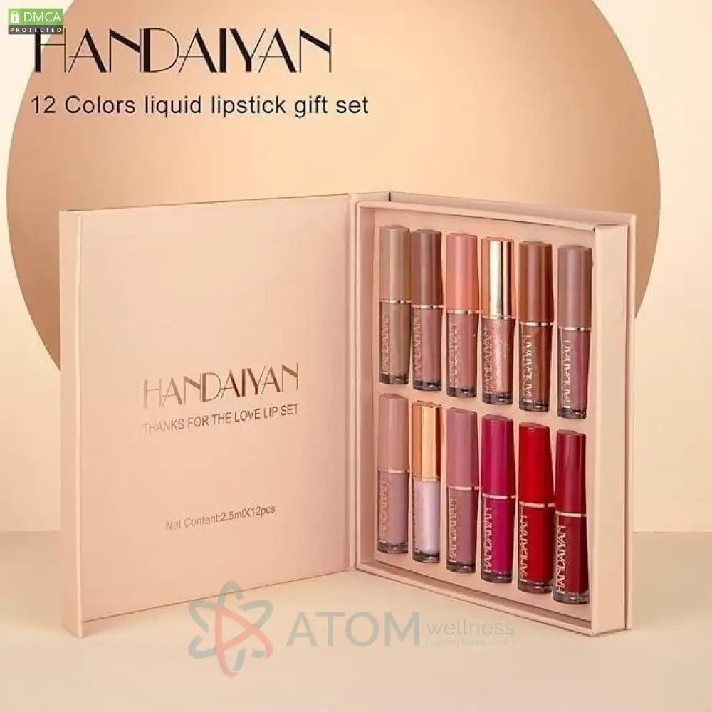 Smudge Proof Durable Velvet Matte Liquid Lipstick Set 12Pcs for Women