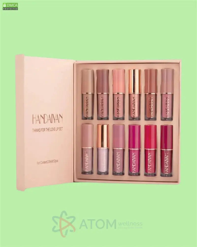 Smudge Proof Durable Velvet Matte Liquid Lipstick Set 12Pcs for Women