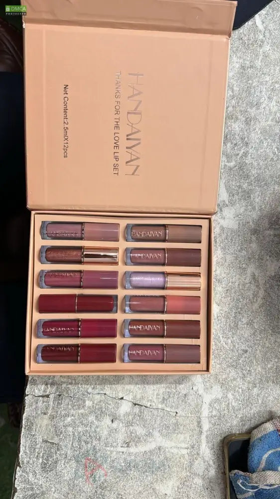 Smudge Proof Durable Velvet Matte Liquid Lipstick Set 12Pcs for Women