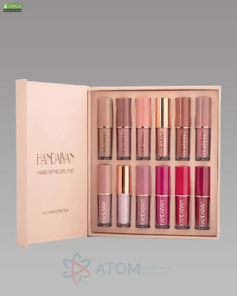 Smudge Proof Durable Velvet Matte Liquid Lipstick Set 12Pcs for Women
