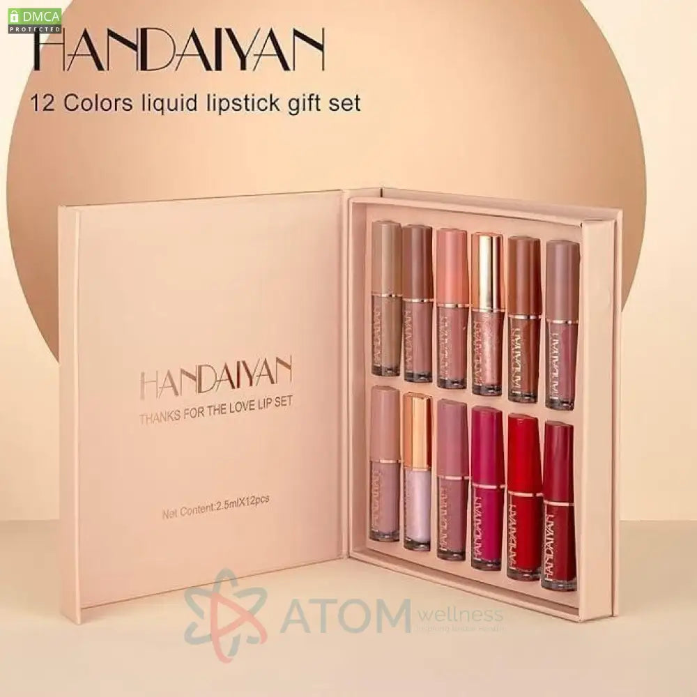 Smudge Proof Durable Velvet Matte Liquid Lipstick Set 12Pcs for Women