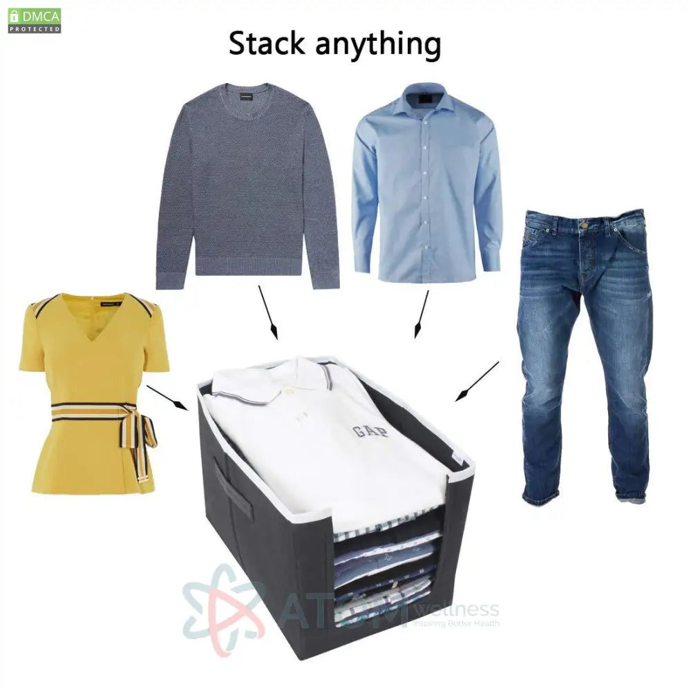 Space-Saving Foldable Shirt Stacker & Clothing Organizer | Non-Woven Fabric Wardrobe Solution (Pack of 3, Assorted Colors)