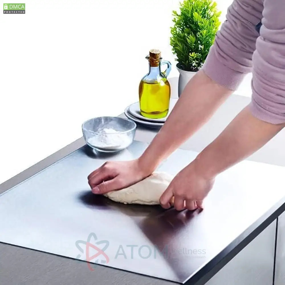Stainless Steel Chopping Board Easy to Clean with Groove (35x31cm)