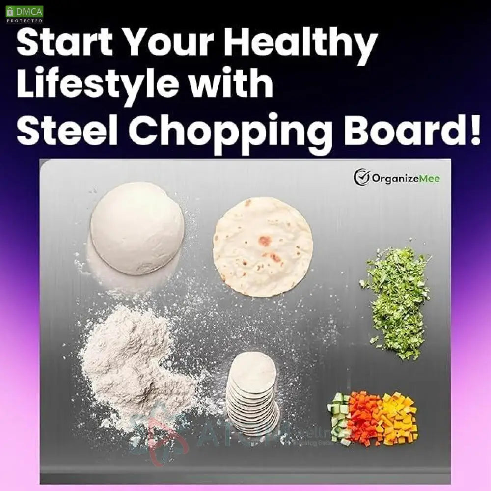Stainless Steel Chopping Board Easy to Clean with Groove (35x31cm)