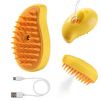 Steaming 3 in 1 Rechargeable Pet Hairbrush Cleanser in Mango Shape for dogs cats