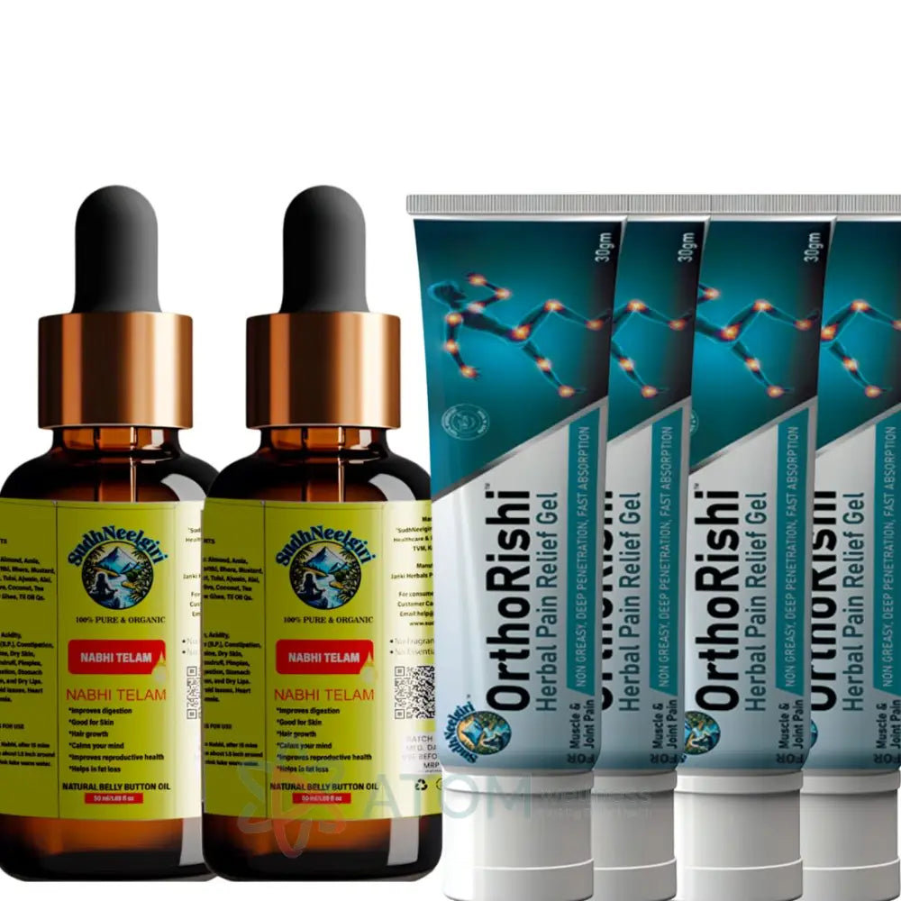 SudhNeelgiri Ayurvedic Nabhi Pain Relief Kit | India's 1st Belly Button Oil + Herbal Pain Gel Combo |  Doctor-Crafted Ayurvedic Therapy | Cold Pressed Herbs from Nilgiri Hills