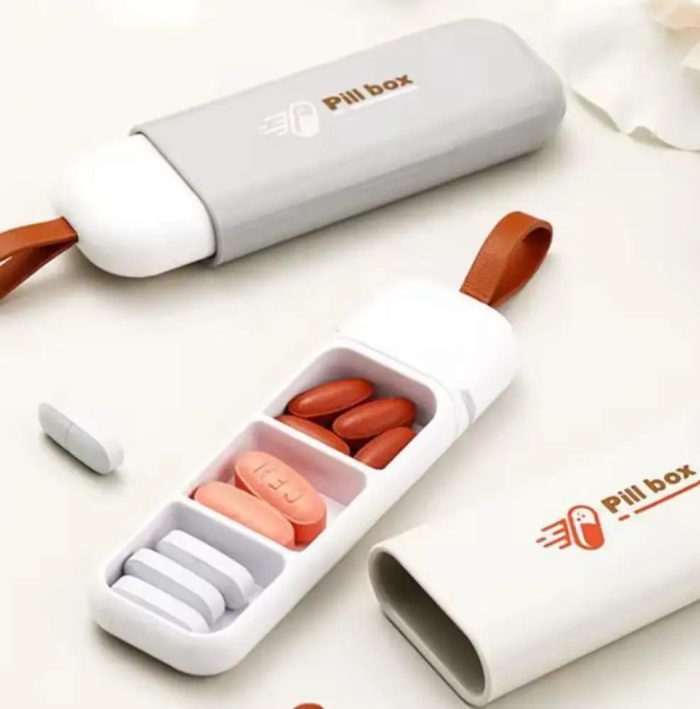 Three Compartment Small Pill Organizer Box Travel Friendly