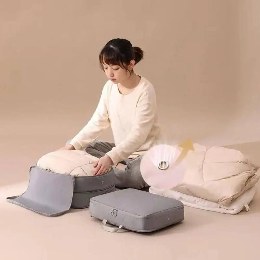 Travel Compression Storage Bag Organizer | Space-Saving, Foldable Nylon Bag with Handle & Zipper