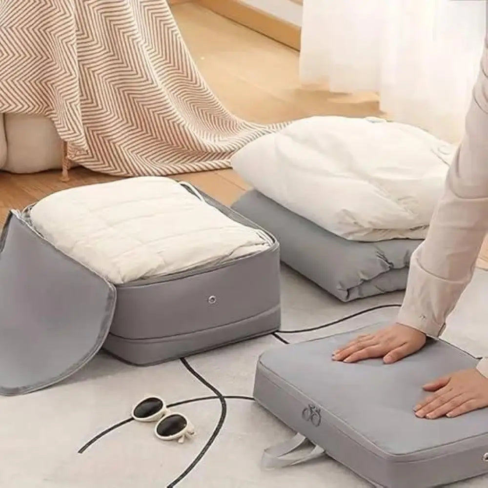 Travel Compression Storage Bag Organizer | Space-Saving, Foldable Nylon Bag with Handle & Zipper