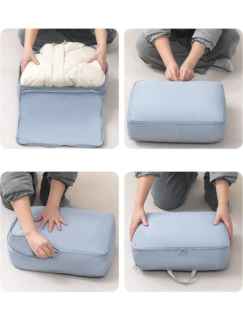 Travel Compression Storage Bag Organizer | Space-Saving, Foldable Nylon Bag with Handle & Zipper